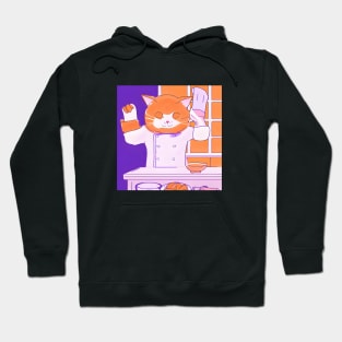 orange cat cooking 03 Hoodie